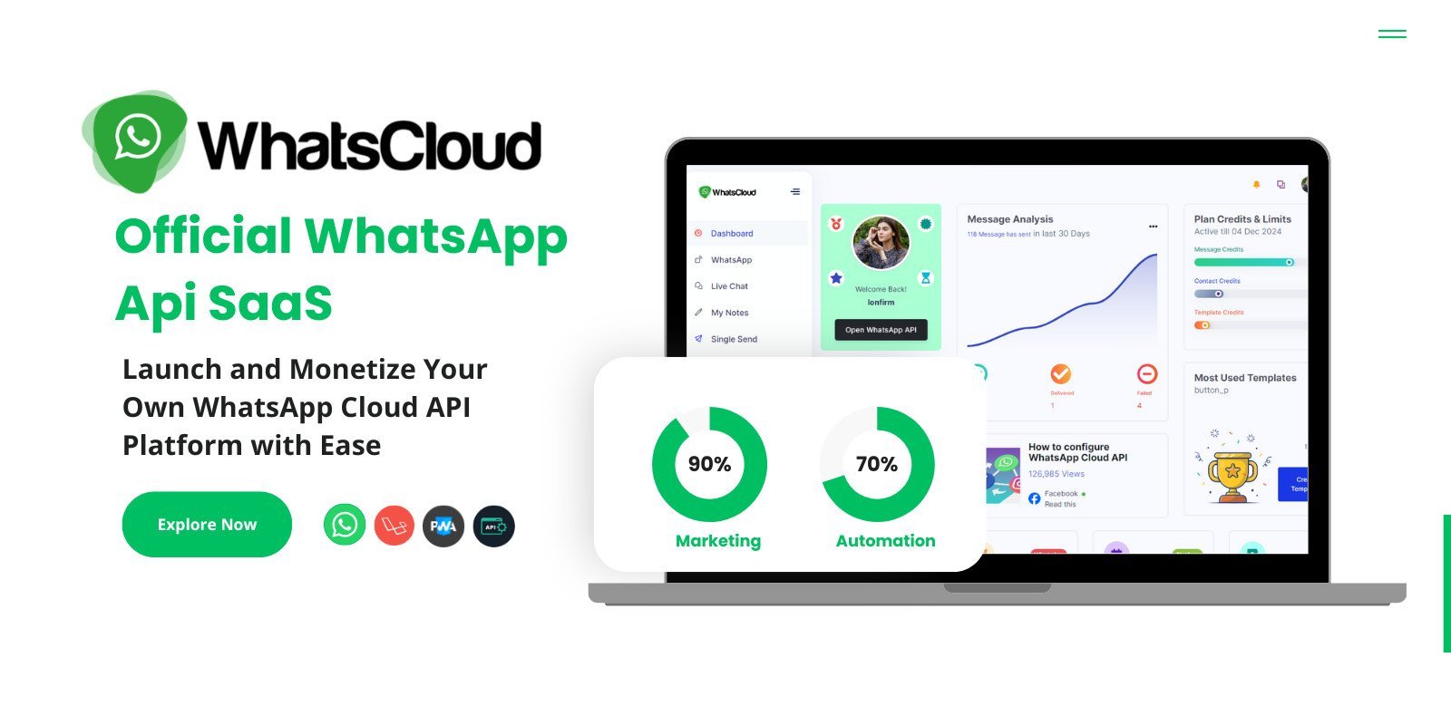 WhatsCloud - Seamless Cloud API Integration SAAS free script installation without License key needed